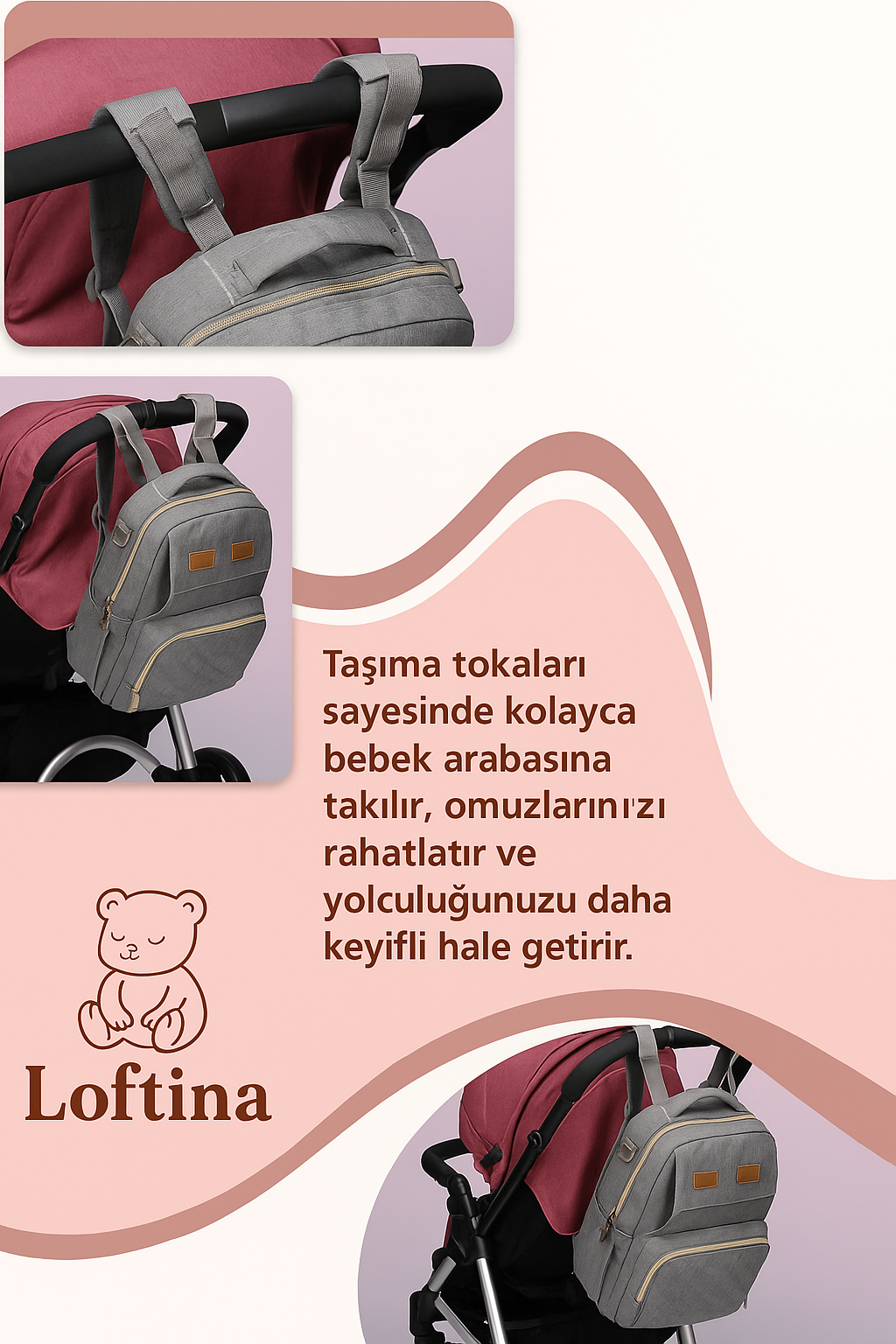 Çok Fonksiyonlu Anne-Bebek Bakım Çantası